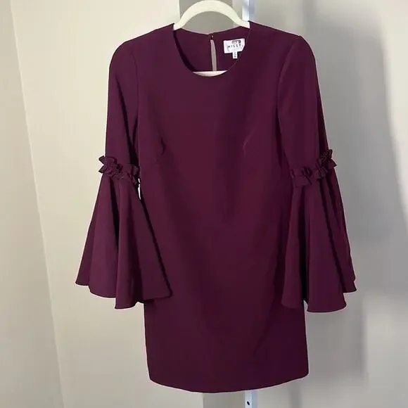 Milly Cady Bell Sleeve Dress Merlot Mini Dress size 0 - Picture 4 of 7